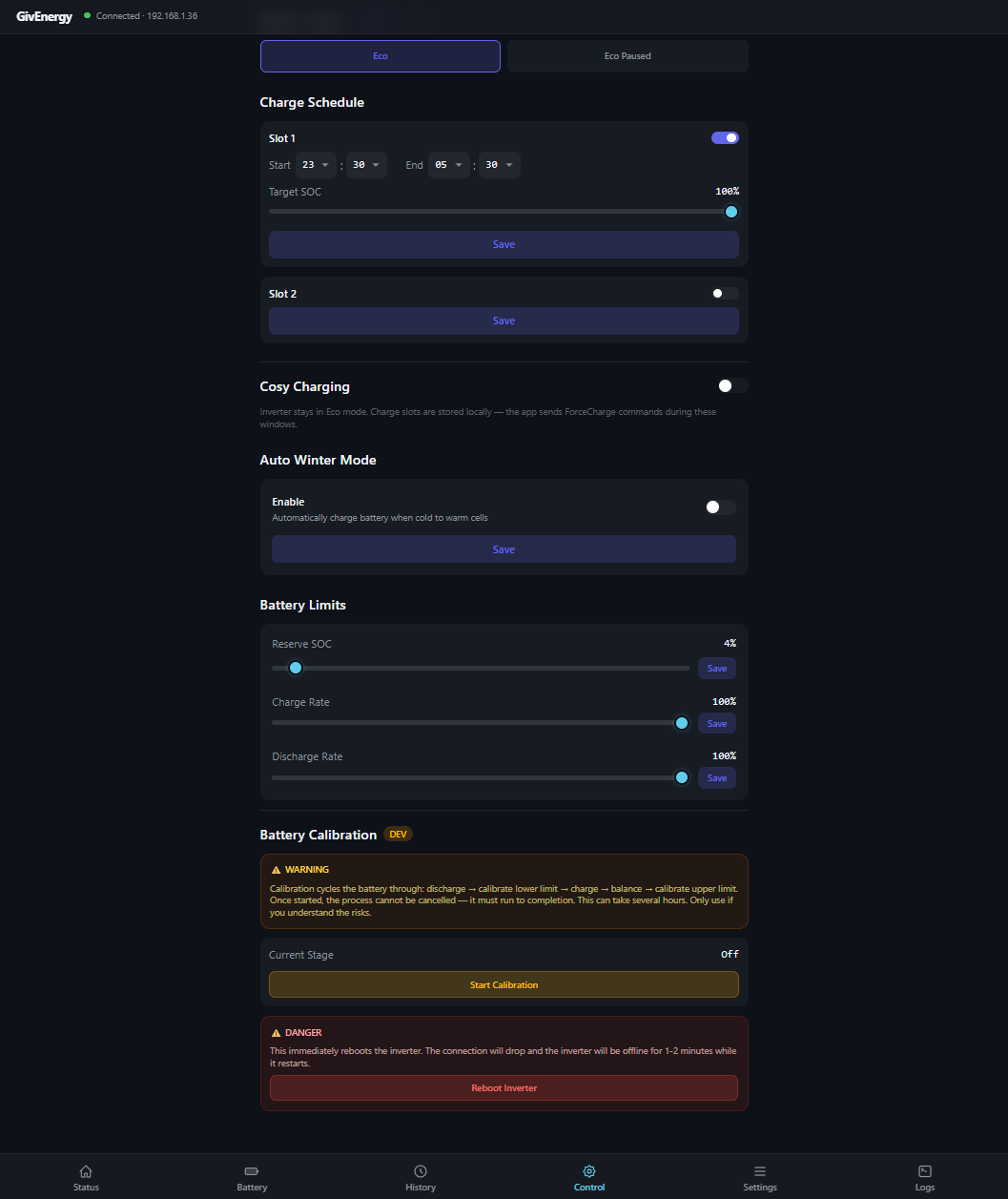 Developer Console — advanced configuration options